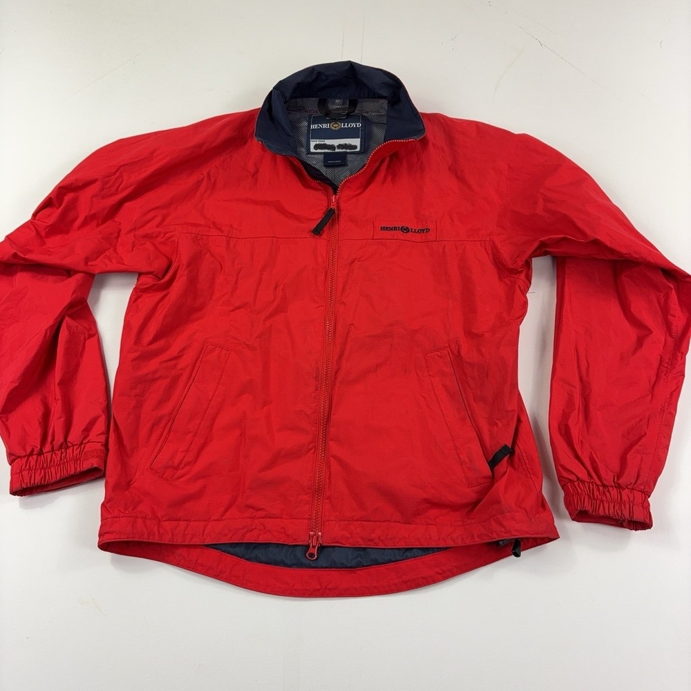 Henri Lloyd Jacket Mens Large Red Nylon Windbreaker Full Zip Reflective Sailing